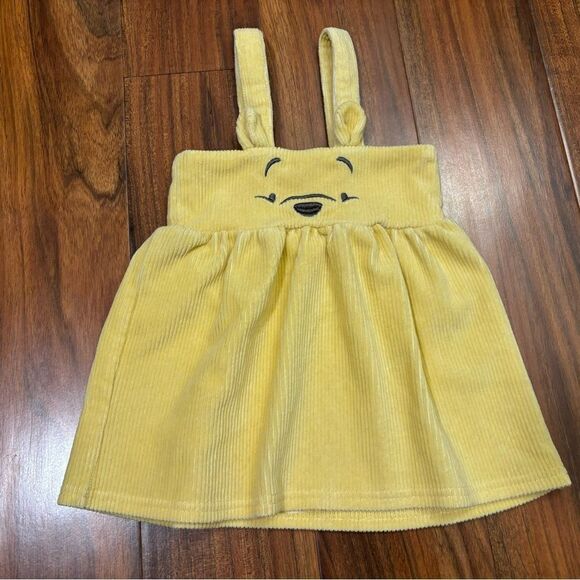 Disney Baby Winnie the Pooh yellow velour ribbed sleeveless dress - Picture 1 of 5